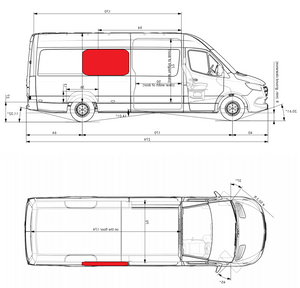 Mercedes Sprinter 2007+ Side Window - Passenger Side Mid 170